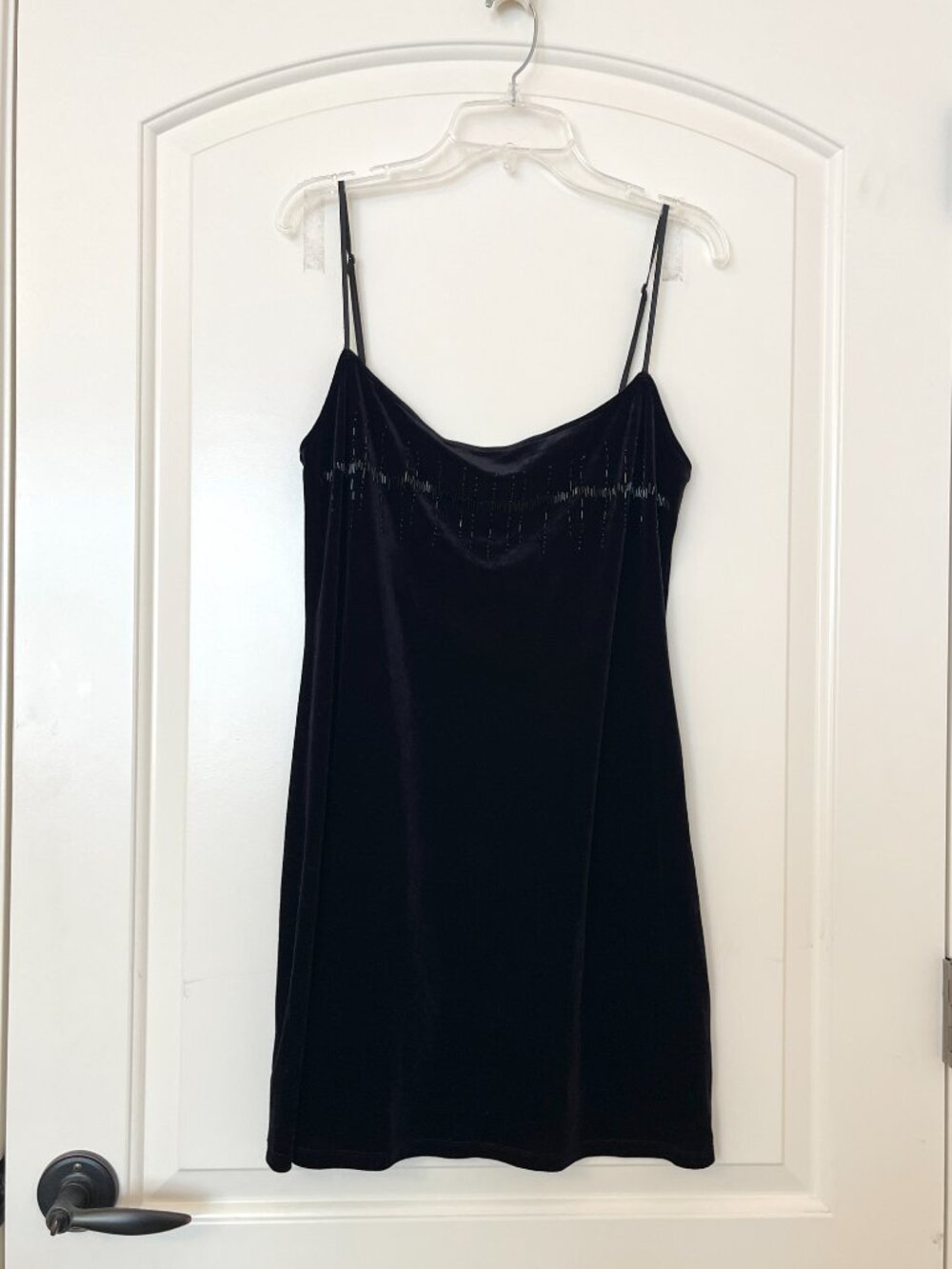 Victoria's Secret Nightie Chemise Black Velvet Beaded Slip Dress Y2K Medium